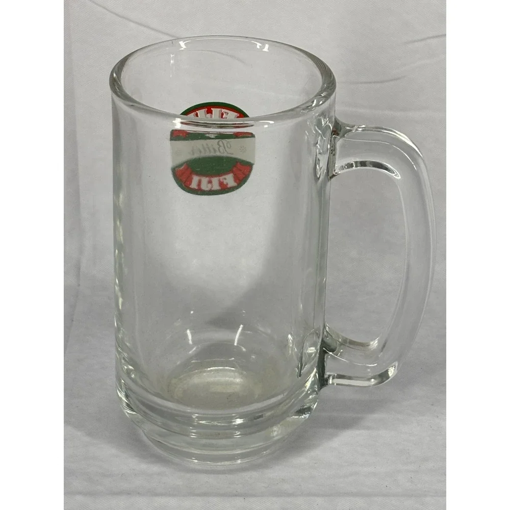 Fiji Bitter Beer Stein Glass Mug Vintage 740ml Ergonomic Handle Clear Barware EE